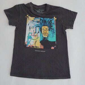 Vintage Basquiat Black Abstract Portrait Print Short Sleeve Crewneck Tee Daily S